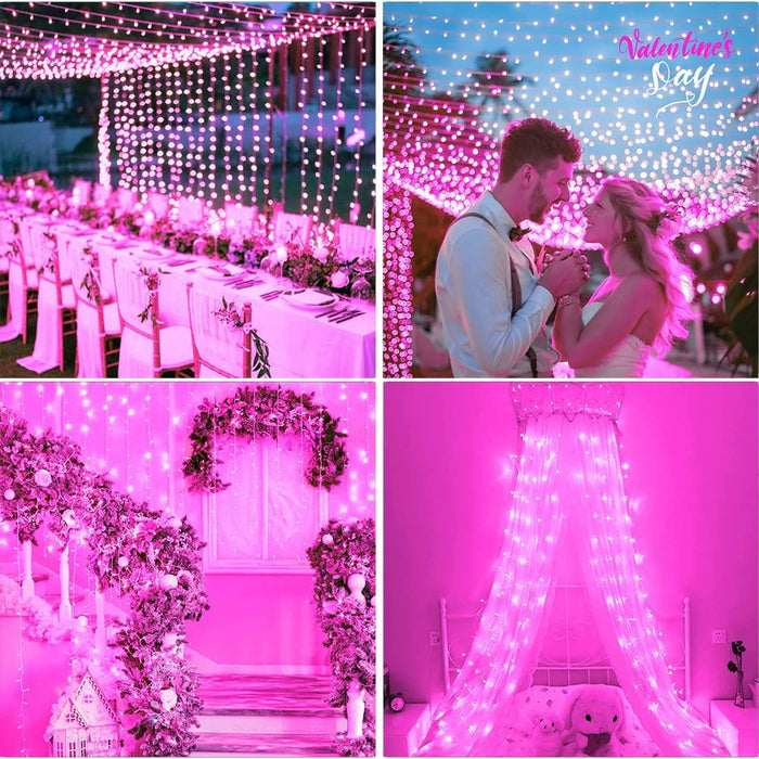 Lumière de corde à LED rose 100FT