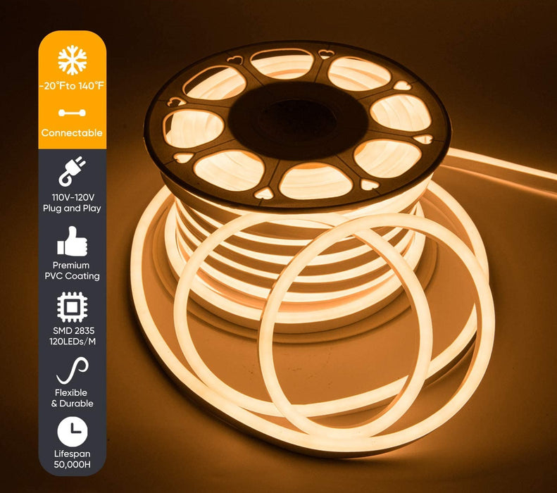90FT blanc chaud 110v SMD-3528 LED bande lumineuse IP54
