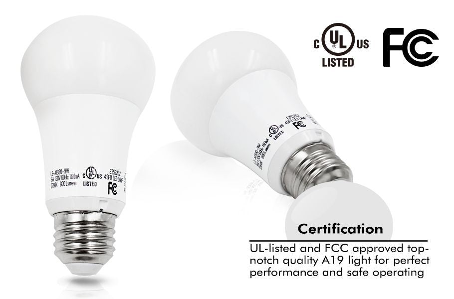 Dimmable A60 9W LED Light Bulb -2700k - Warm White - E26/E27