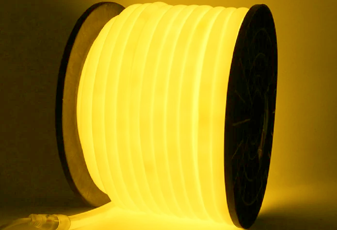 100FT Yellow 360° Round LED Neon Flex Light — LED Rope Lights Canada